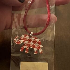 Elephant Pendant Necklace in Red and White